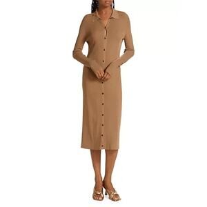 Rag & Bone Pacey Button Down Dress Women's XL Brown Quiet Luxury Office Comfort